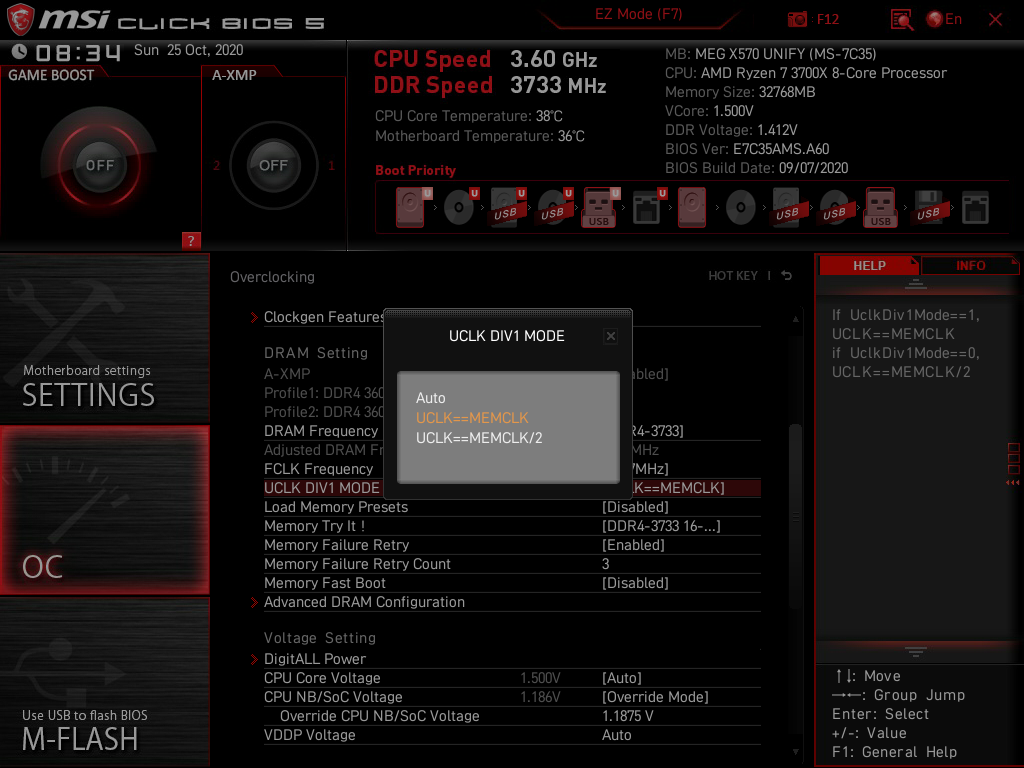 調整 UCLK 和 MEMCLK 模式